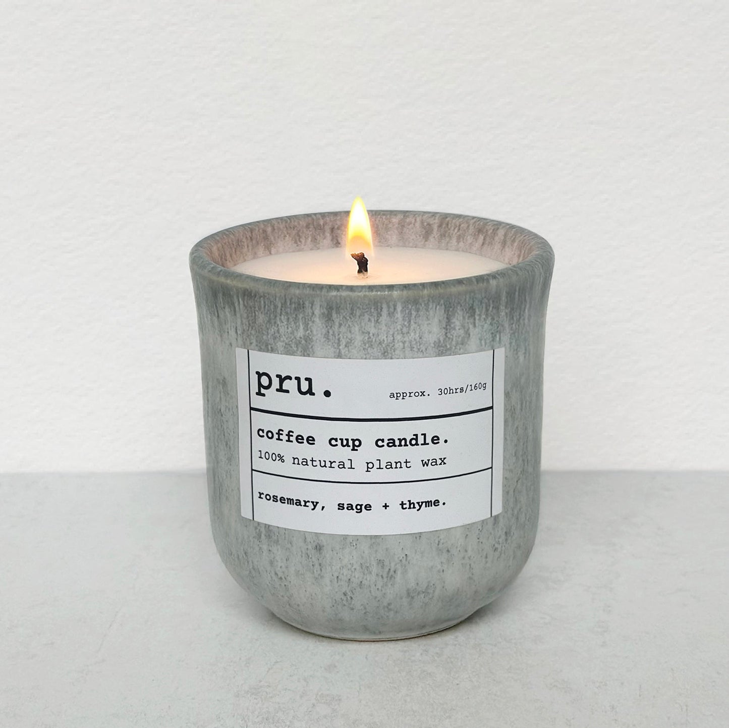 Grey Coffee Cup Candle - Rosemary, Sage + Thyme