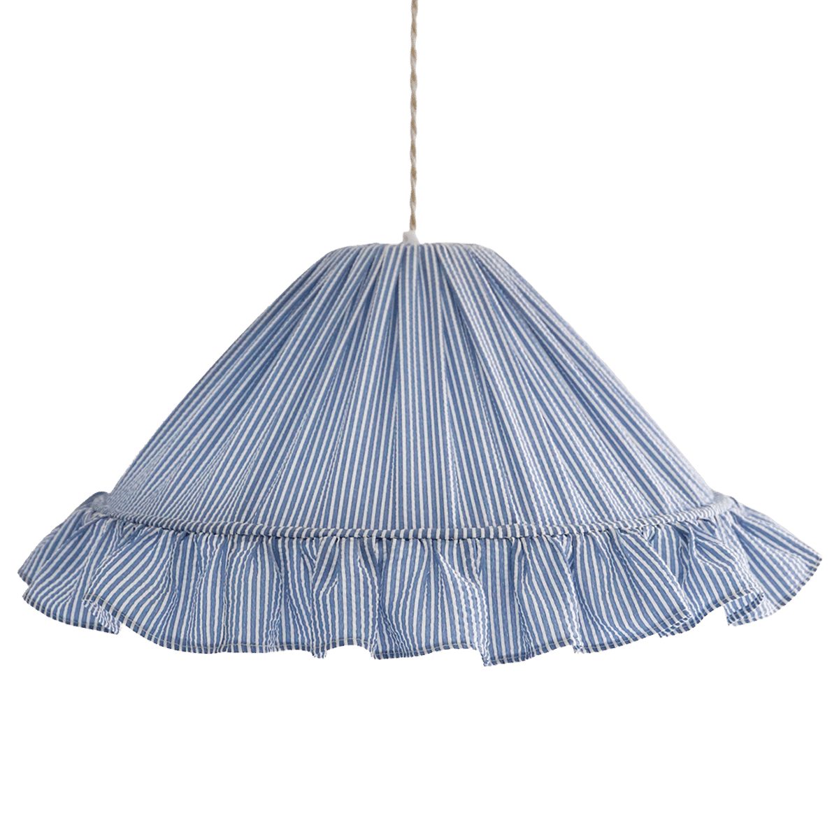 Emilia "Marina" Conical Pendant Light with Fine Stripes and Ruffles