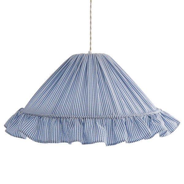 Emilia "Marina" Conical Pendant Light with Fine Stripes and Ruffles