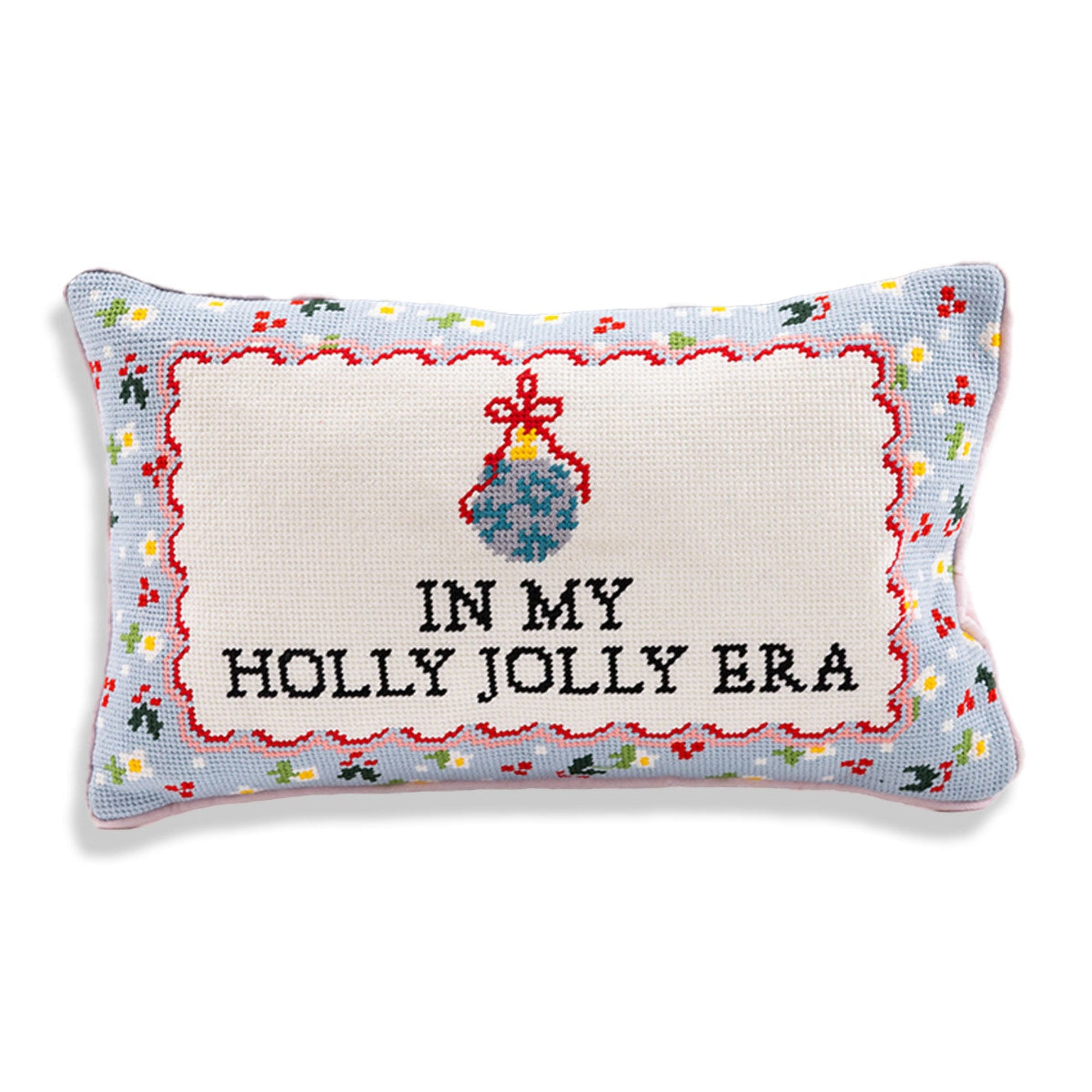 Holly Jolly Era Needlepoint Pillow