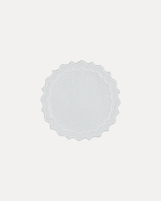 Navy Coaster/Bread Mat, White with White