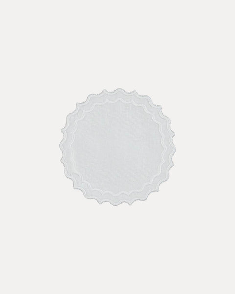 Navy Coaster/Bread Mat, White with White