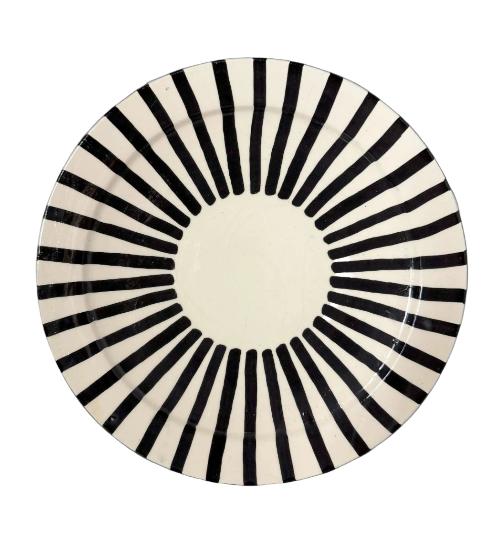 Large 30 cm Serving Plate - Black and White Radiate