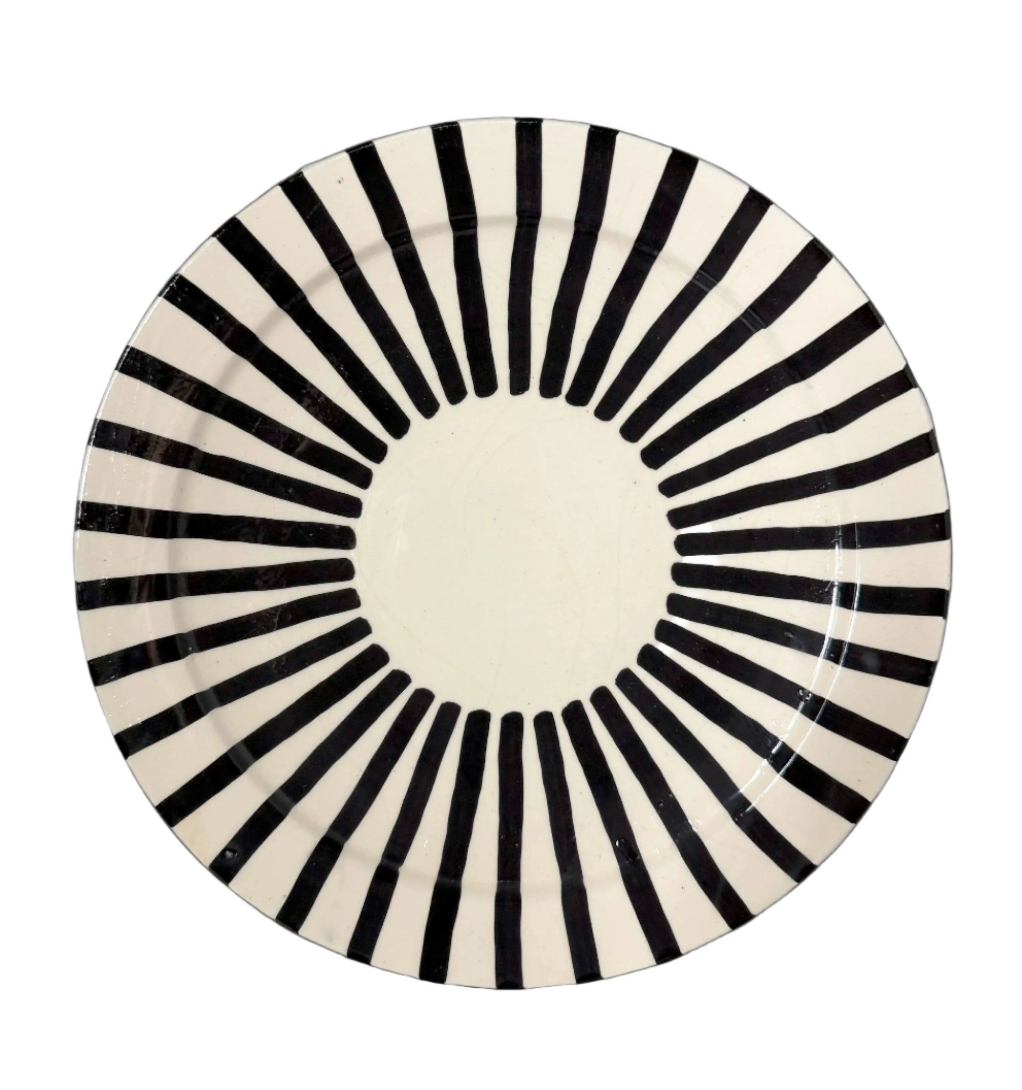 Large 30 cm Serving Plate - Black and White Radiate