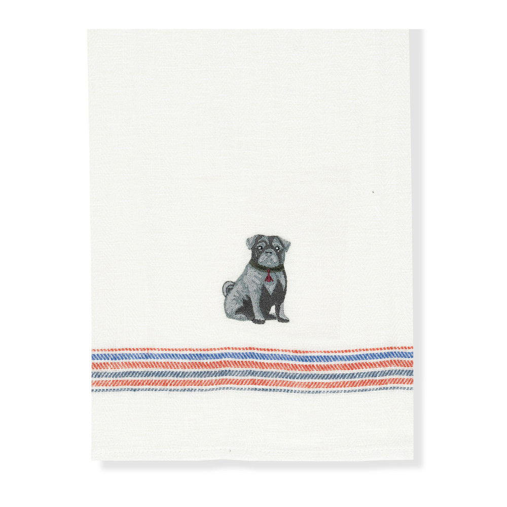 Kitchen Towel with Pug Embroidery