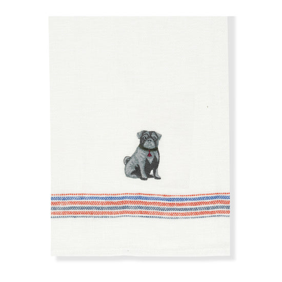 Kitchen Towel with Pug Embroidery