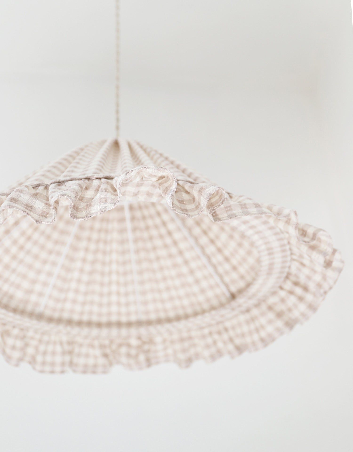 Conical Pendant Light With Ruffle Emilia “Petits Carreaux Beige”