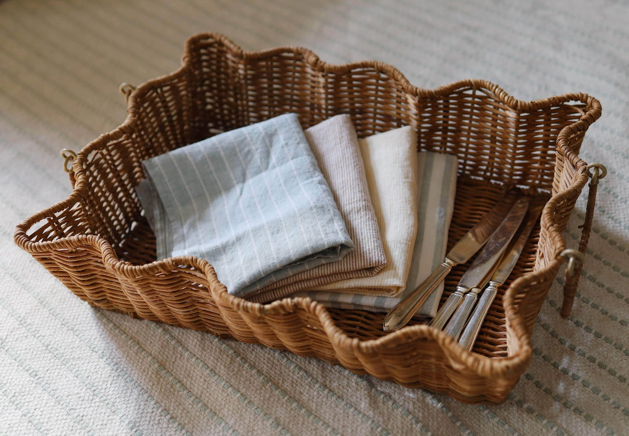 Scalloped Rattan Tray