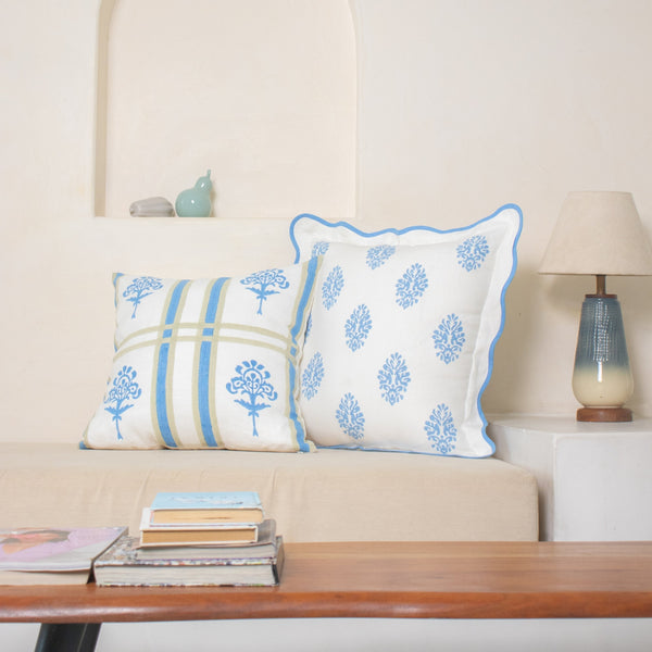 Nila - Linen Throw Pillow Cover - Pastel Blue