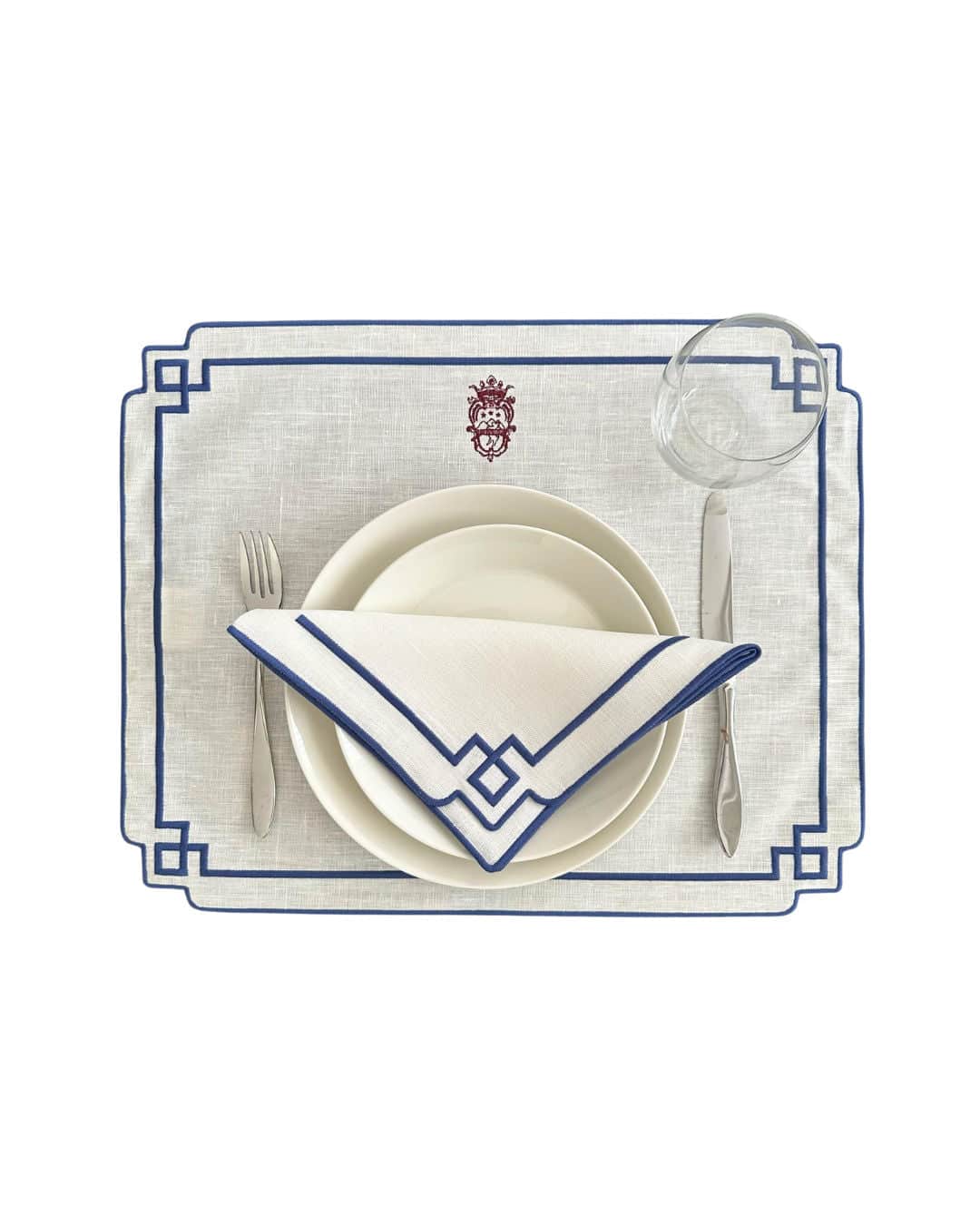 Sveva's Home Personalized Crest or Logo Linen Napkins and Placemats Set of 4