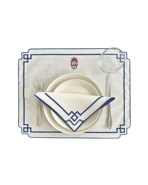 Sveva's Home Personalized Crest or Logo Linen Napkins and Placemats Set of 4