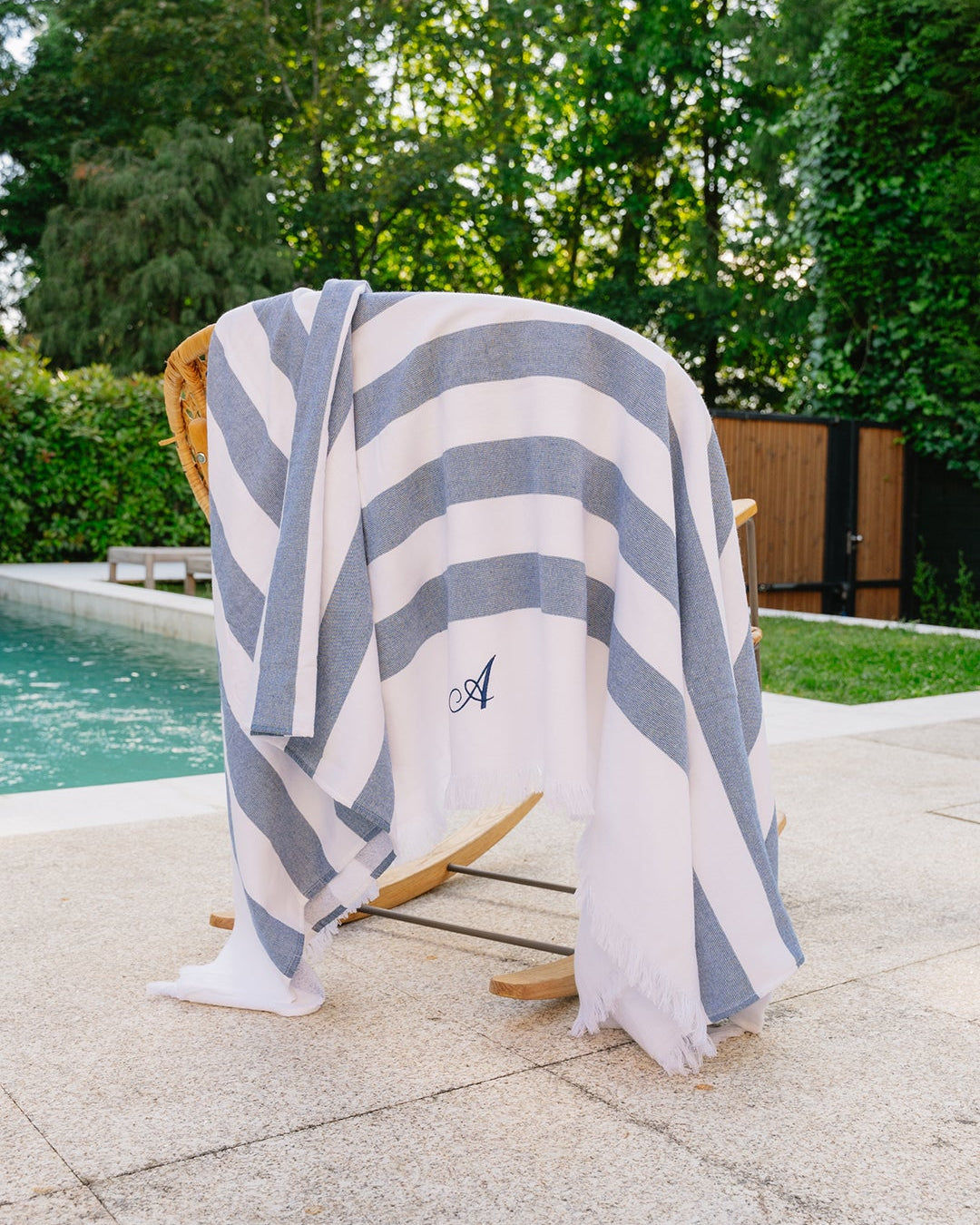 Personalised Blue Striped Beach Towel
