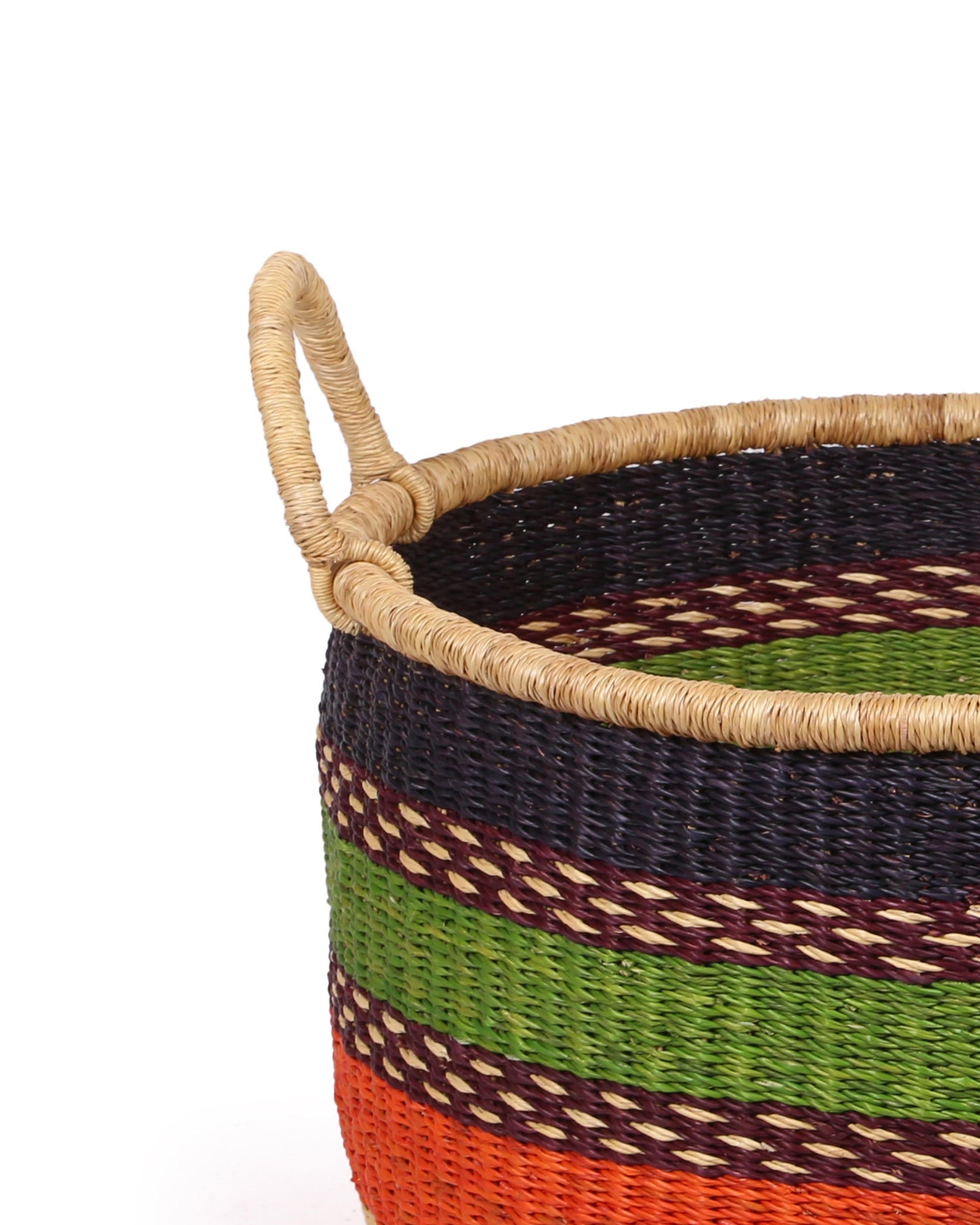 OBINA: Medium Green, Orange and Black Floor Storage Basket with Handles