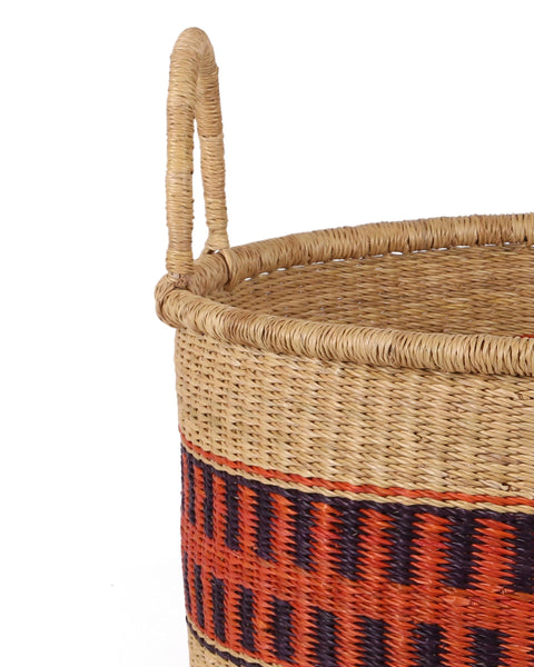 ADDAE: Medium Orange and Black Floor Storage Basket with Handles