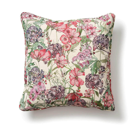 Square English Cutting Garden Medley Cushion with Piping
