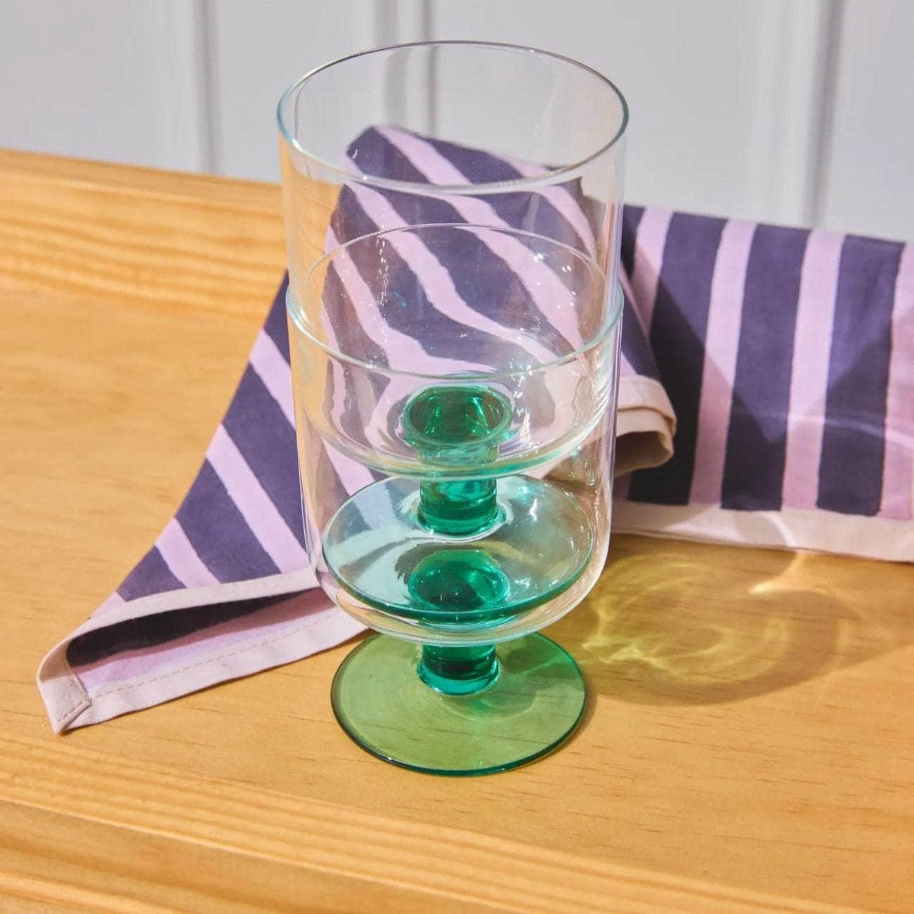 Eddie 2-Tone Wine Glass Clear/Green - Set of 2