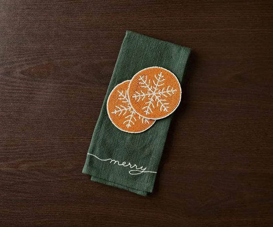 Handmade Beaded Christmas Snowflakes Coasters