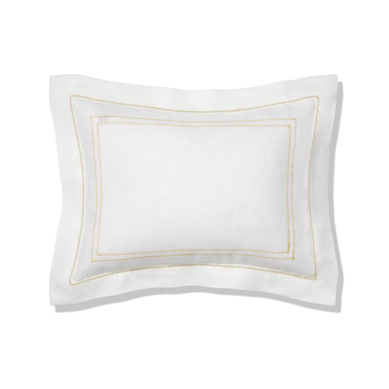 Personalised Boudoir Pillow with Hemstitch in Ochre