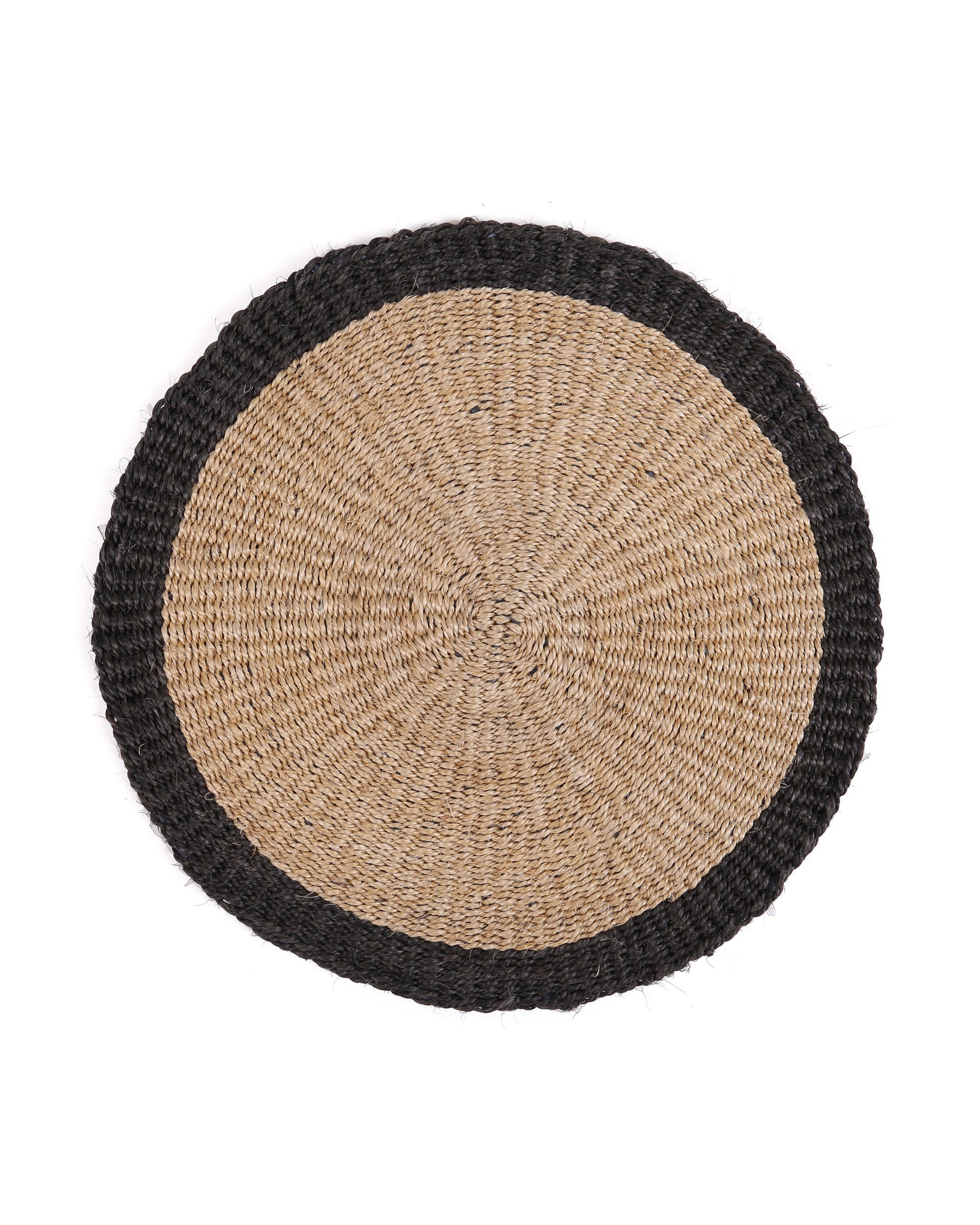 SURA: Natural & Black Trim Woven Circular Placemat