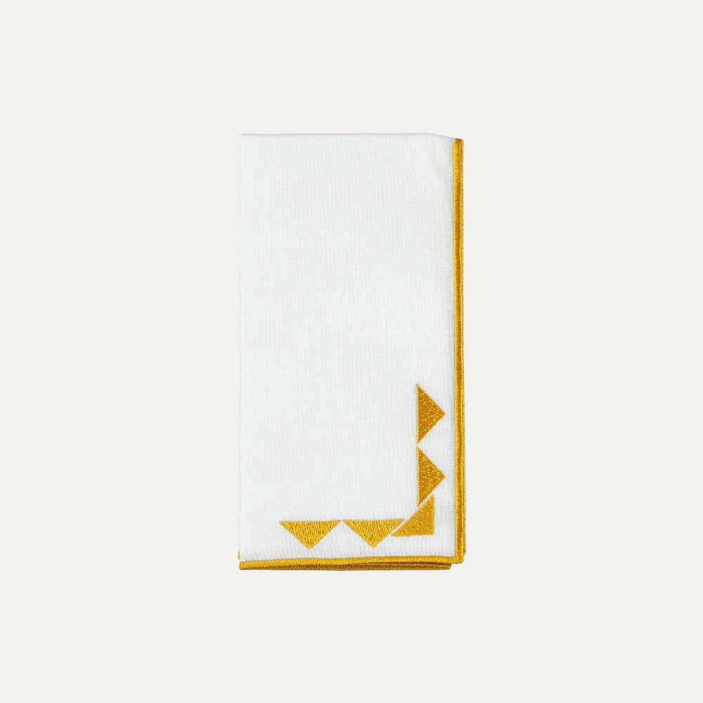 Sol Napkin, White with Mustard