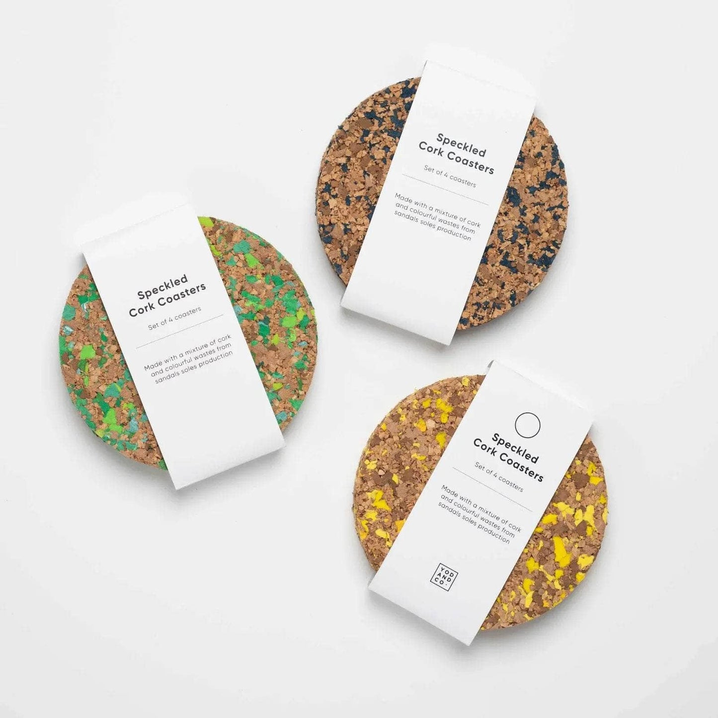 Navy Speckled Round Cork Coasters - Set of 4