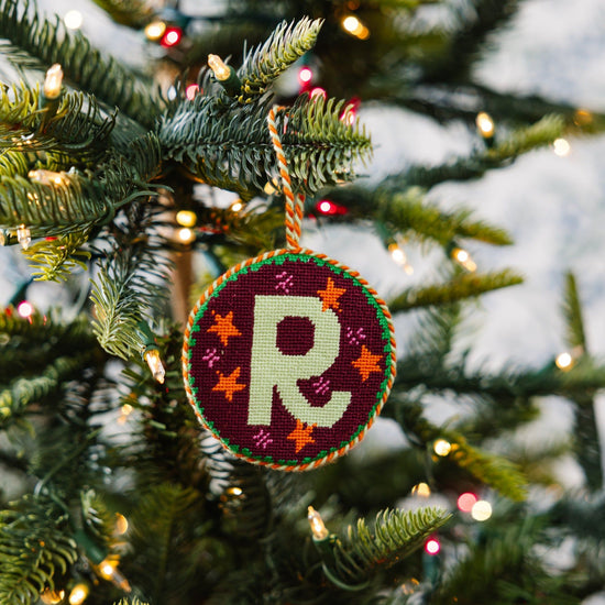 Needlepoint Monogram Ornament - R