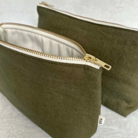 The Linen Pouch Bag - Khaki Green