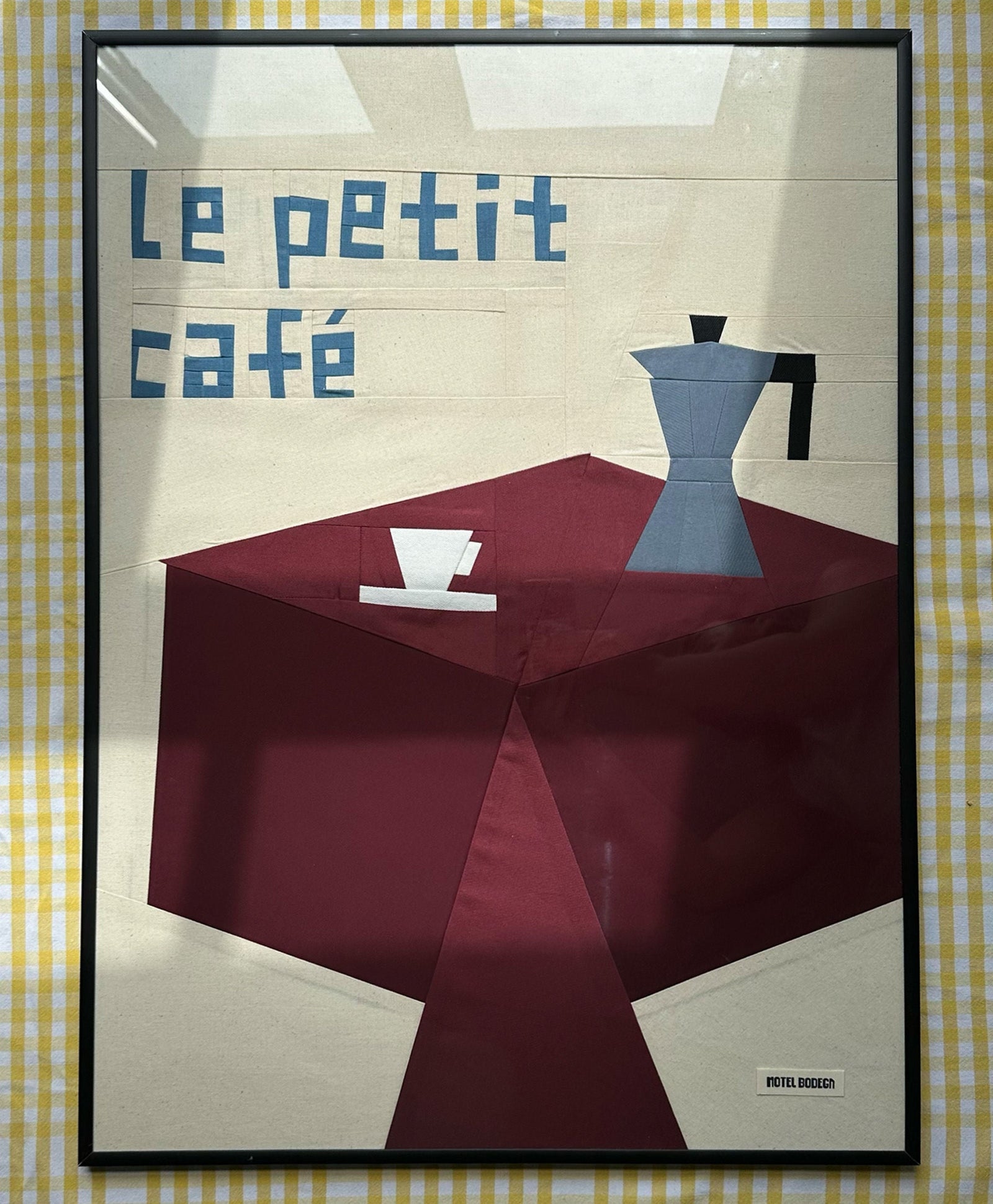 Le Petit Cafe Original Quilted Artwork in Frame
