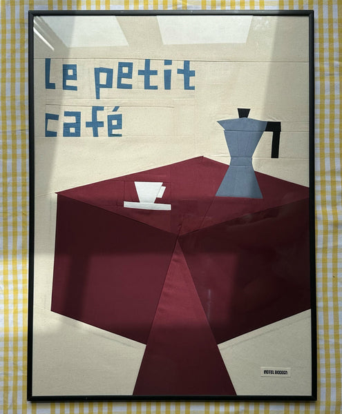 Le Petit Cafe Original Quilted Artwork in Frame