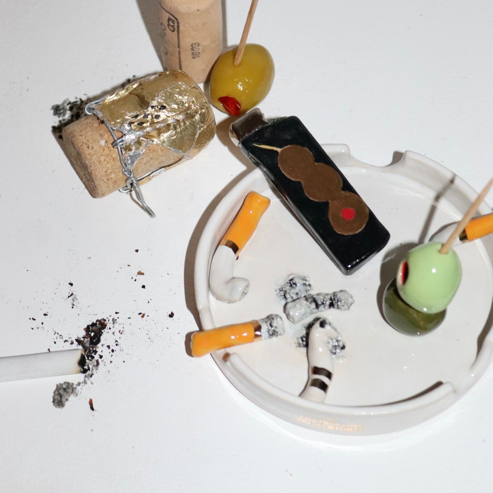 Olive Lighter Ashtray