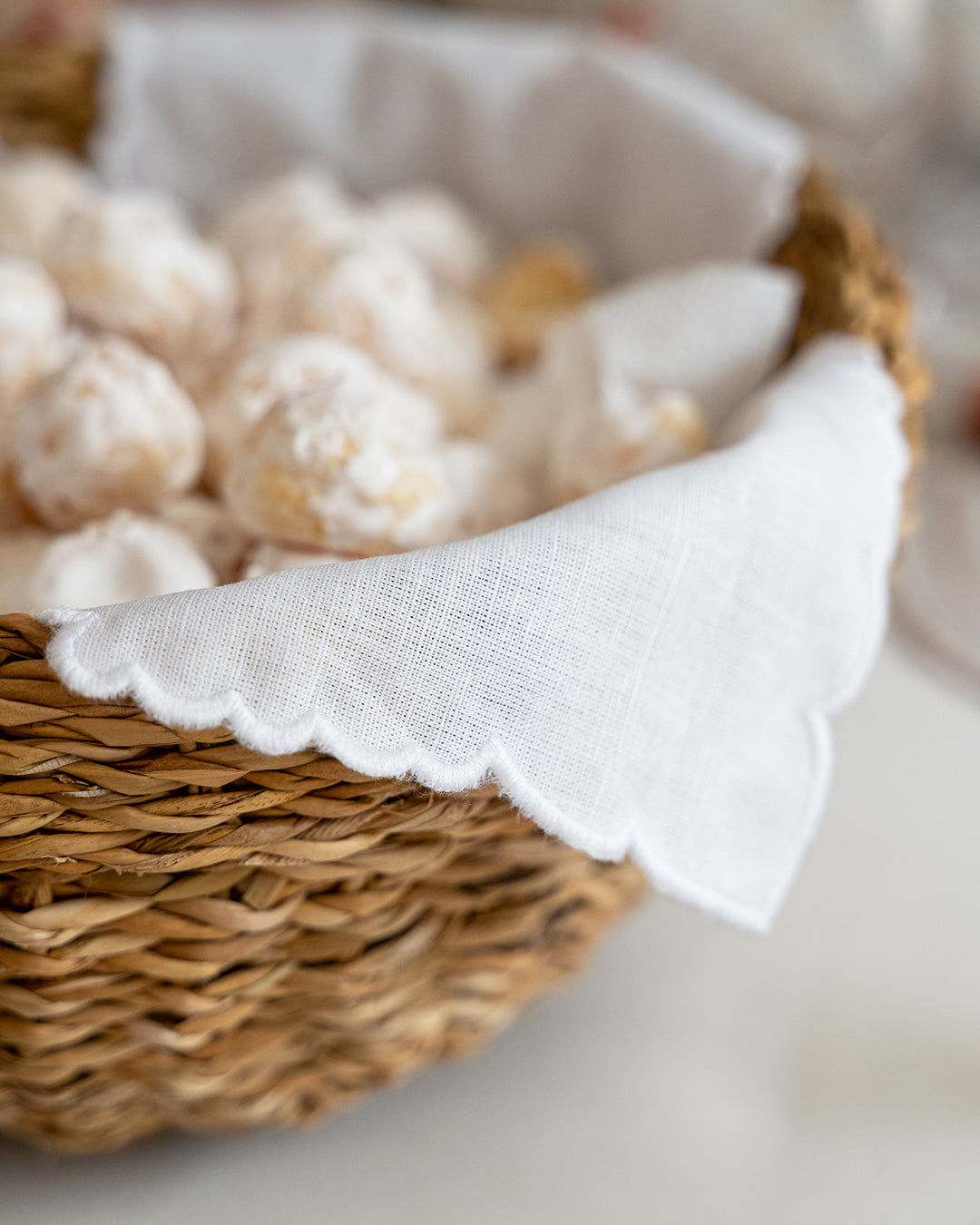 White-on-White Bread Basket Cloth