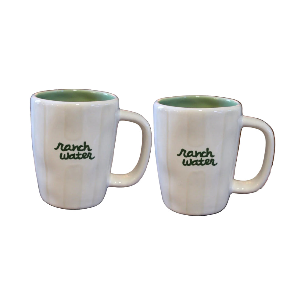 Striped Hand-painted "ranch water" Coffee Mugs