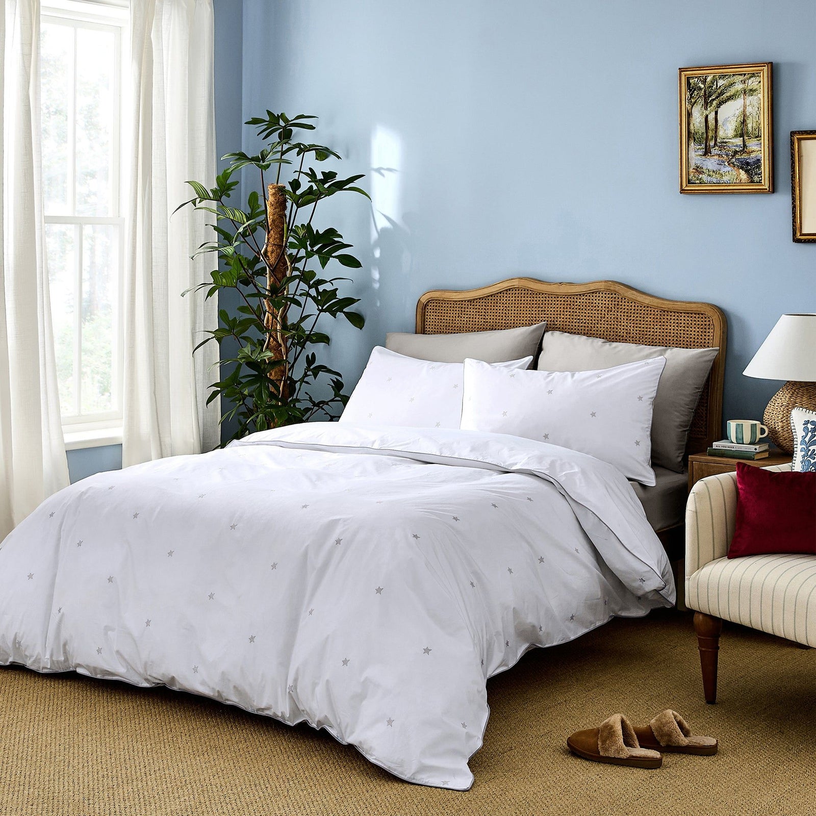 Luxury Organic Cotton Pebble Grey Amongst The Stars Bedding Set