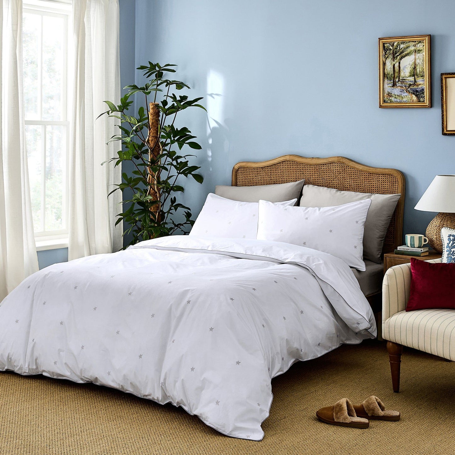 Luxury Organic Cotton Pebble Grey Amongst The Stars Bedding Set