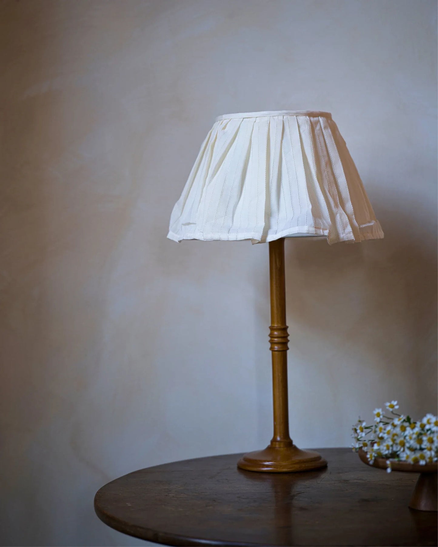Loose Pleat Cream Embroidered Stripe Lampshade