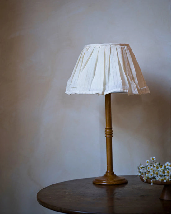 Loose Pleat Cream Embroidered Stripe Lampshade