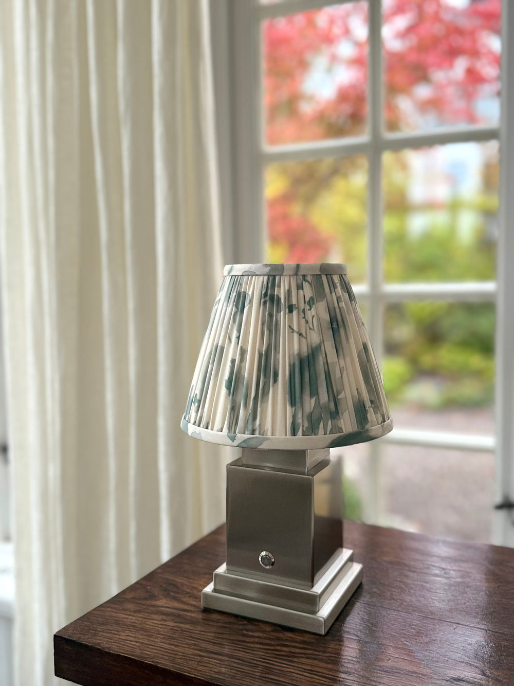 Athena Silver Rechargeable Table Lamp (Green Magnolia)