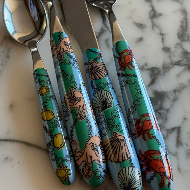 Cutlery Set of 4 Blue Sea