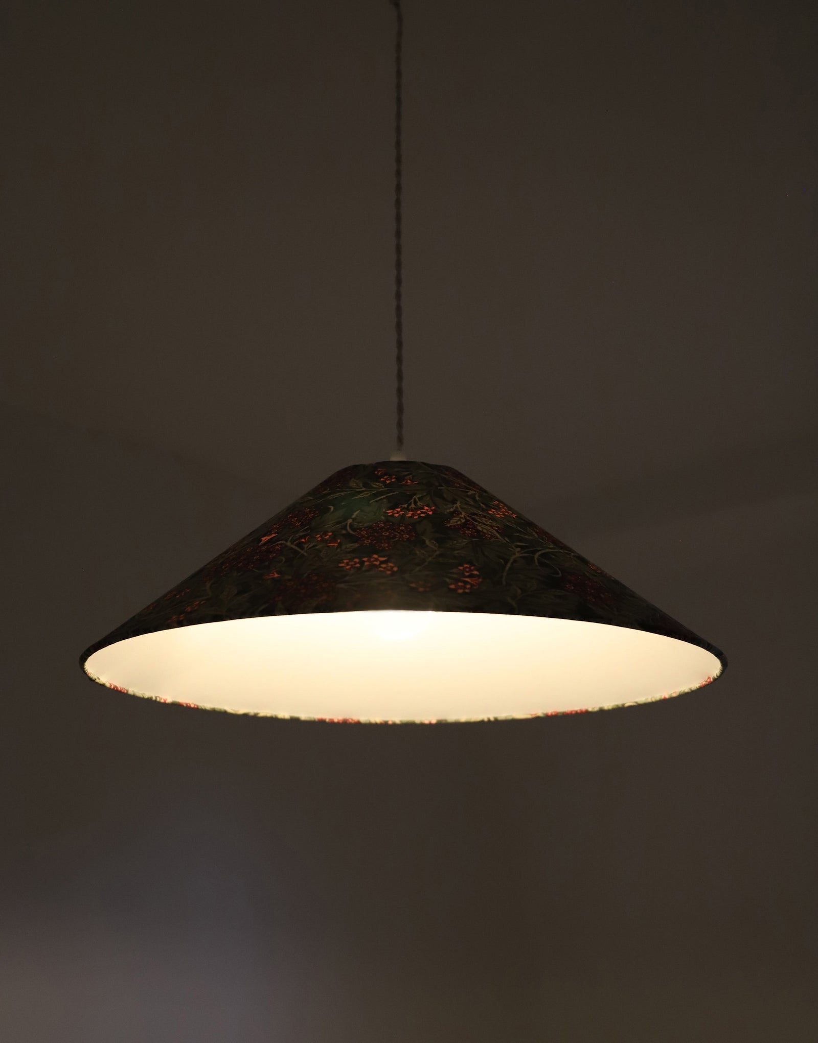 Vintage Trapeze Pendant Light with Floral Print