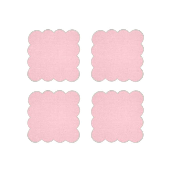 Zero-Waste Scalloped Linen Cocktail Napkins Bubblegum Pink - Set of 4