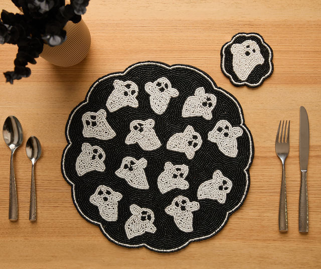 Handmade Beaded Ghost Coaster