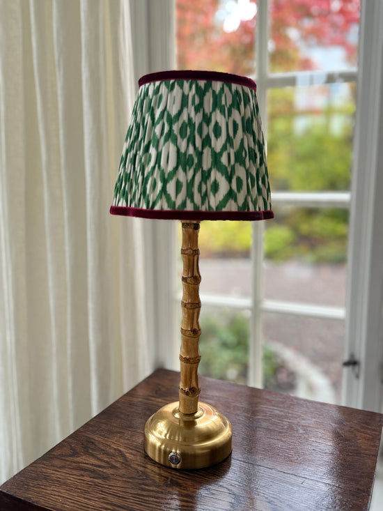 Antibes - Rechargeable Table Lamp (Green Ikat Velvet Rim)