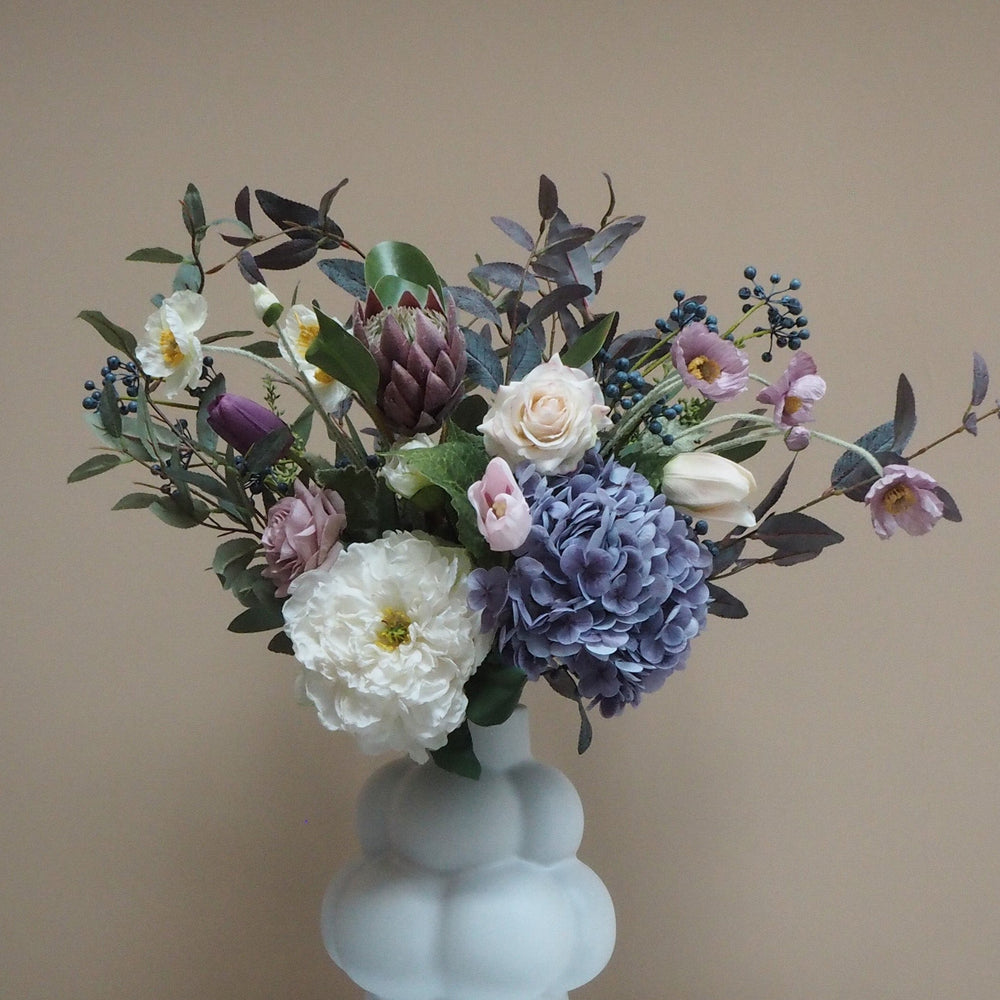 Belle - Faux Flower Arrangement - Purples, Whites & Greens