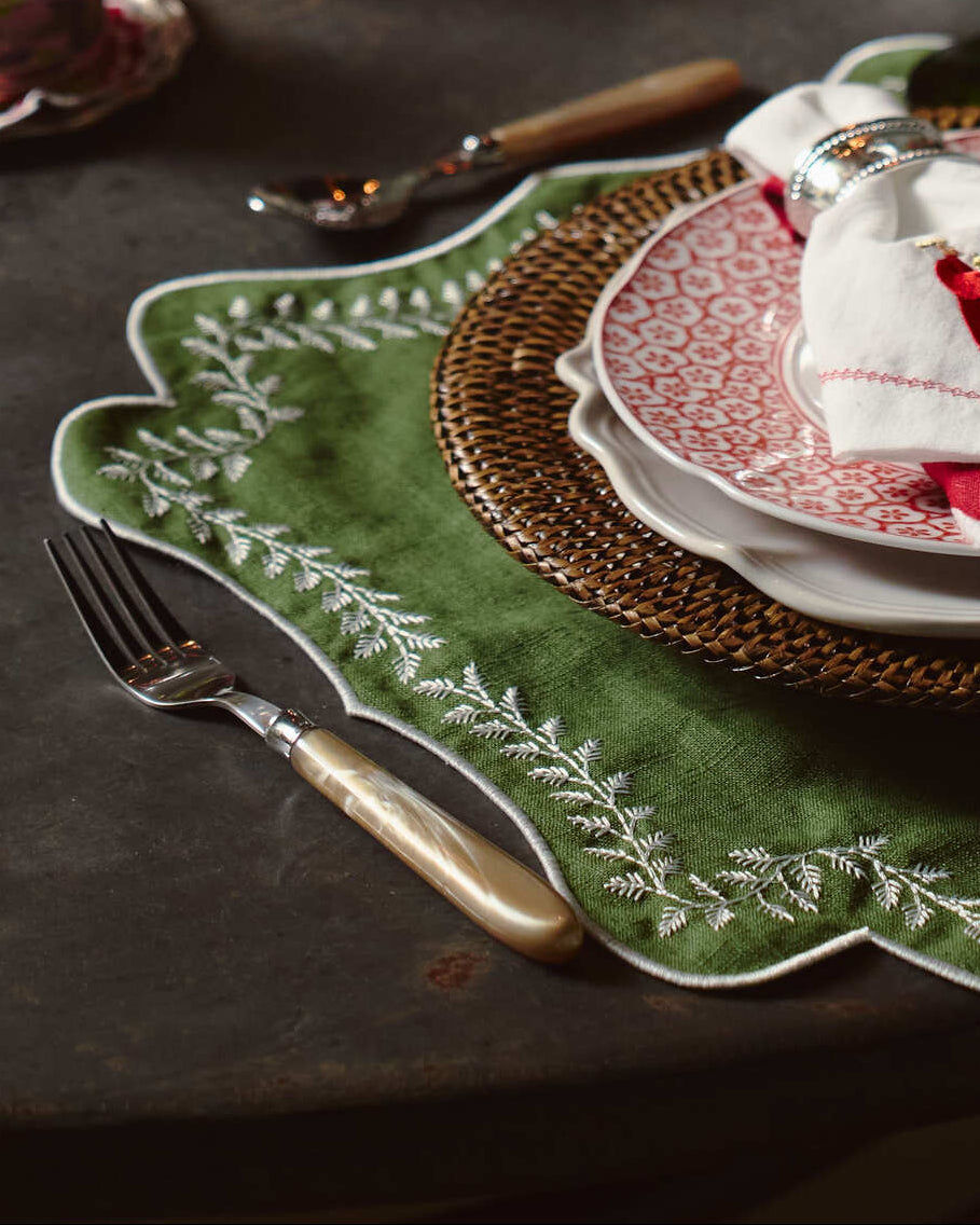 Foliage Placemat, Green with White