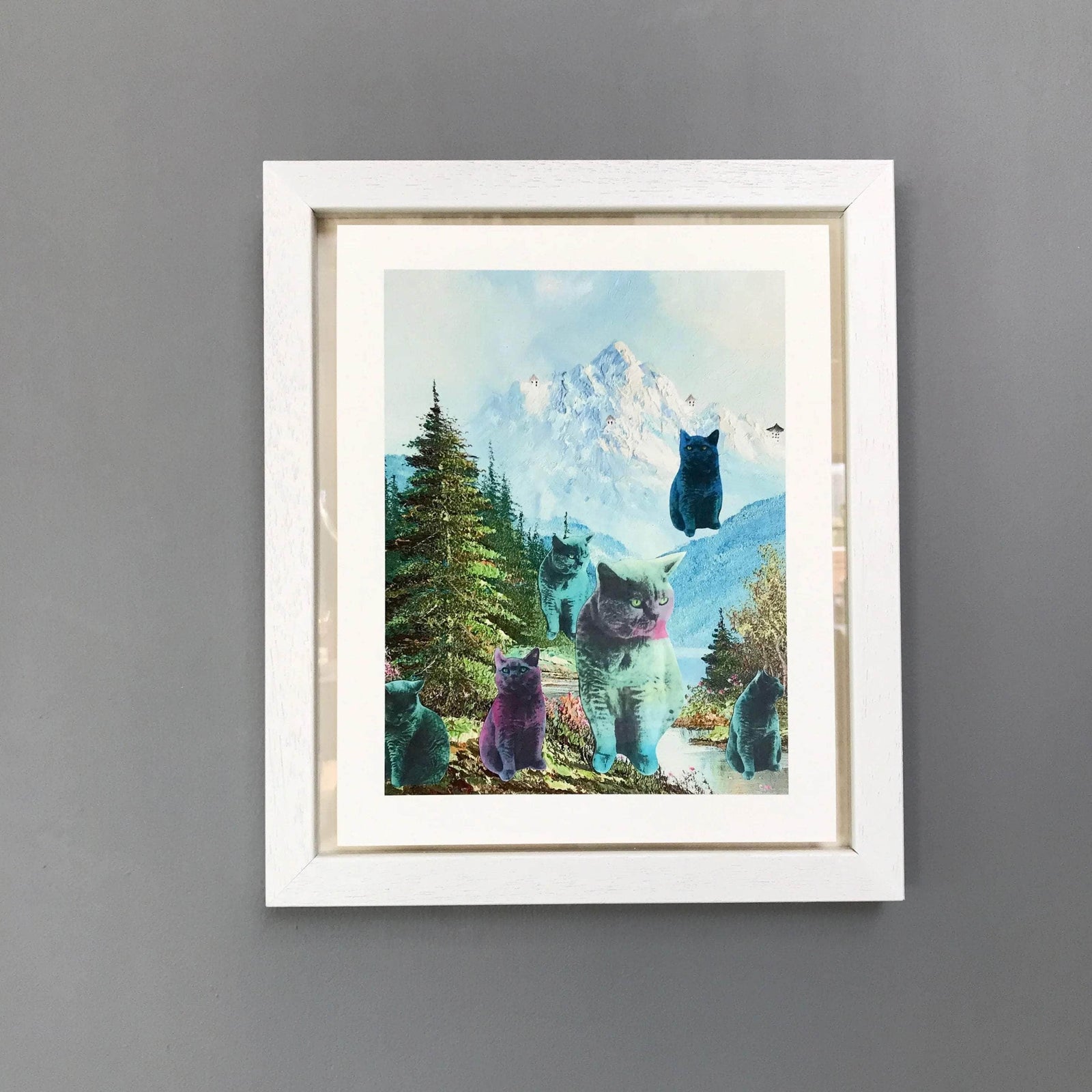 Pastel Cats In The Mountains Giclee Print