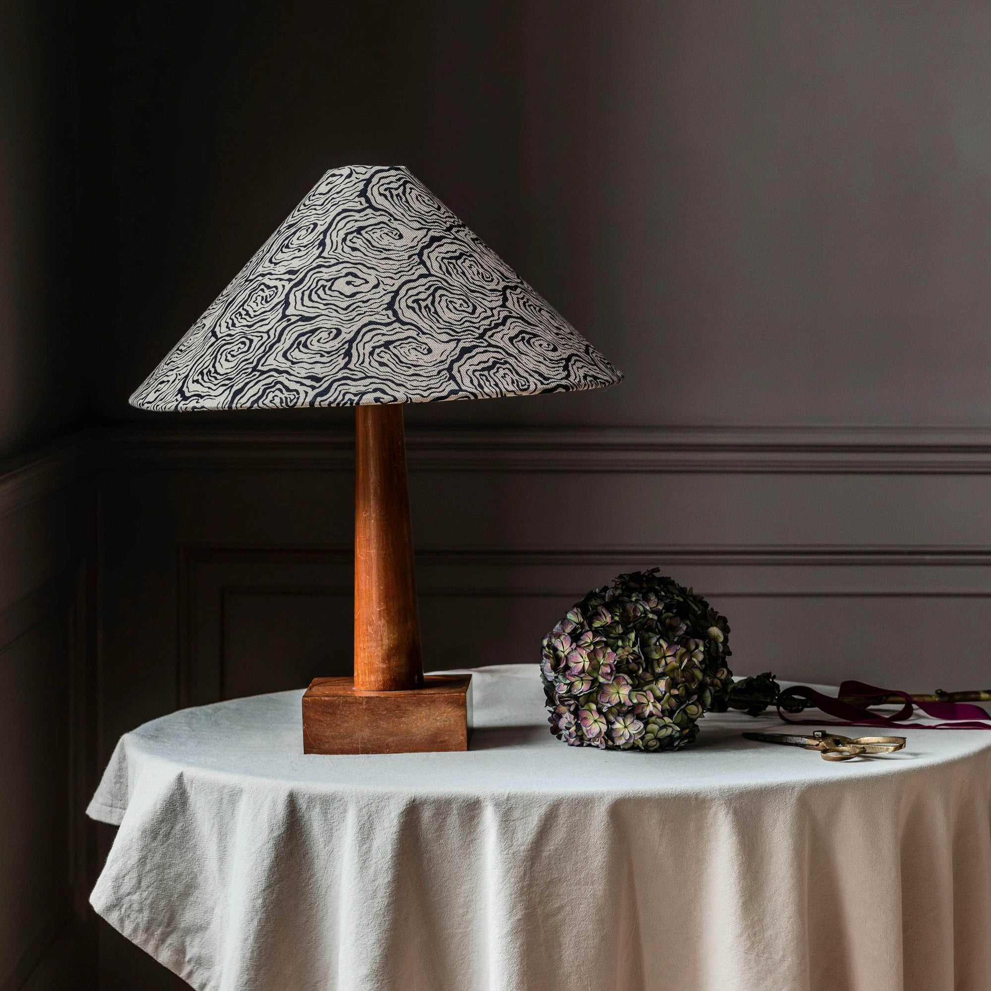 Oysters Monochrome Tapered Cone Lampshade (Large)