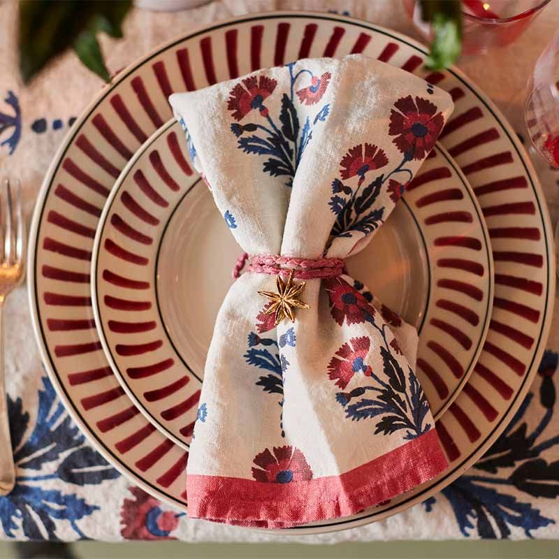 Napkin Dianthus in Indigo Iron