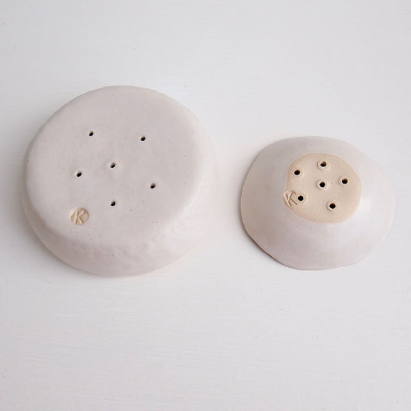 Handmade Grey and White Ceramic Soap Dish
