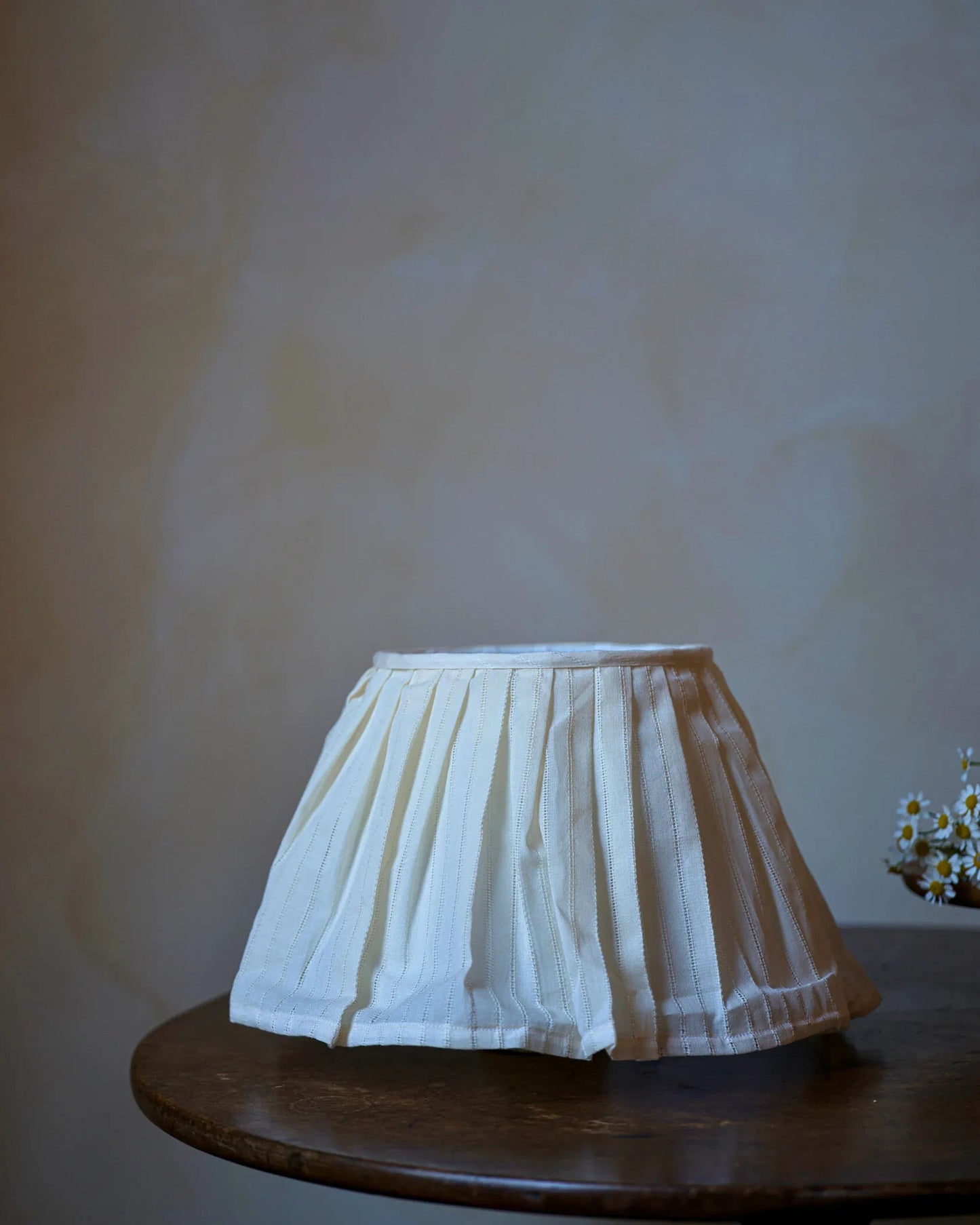 Loose Pleat Cream Embroidered Stripe Lampshade