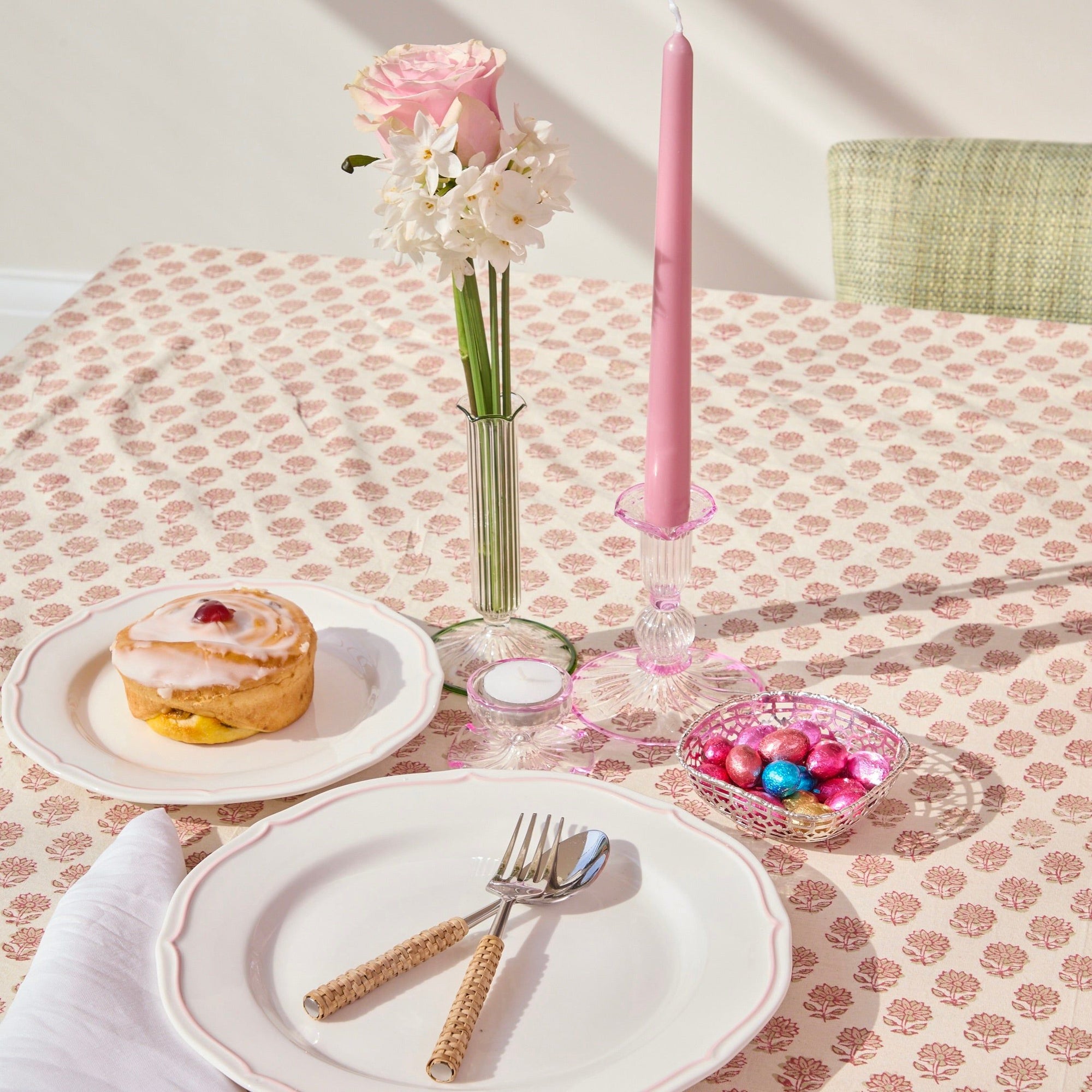 Pink Rimmed Savannah candleholders (Set of 2)